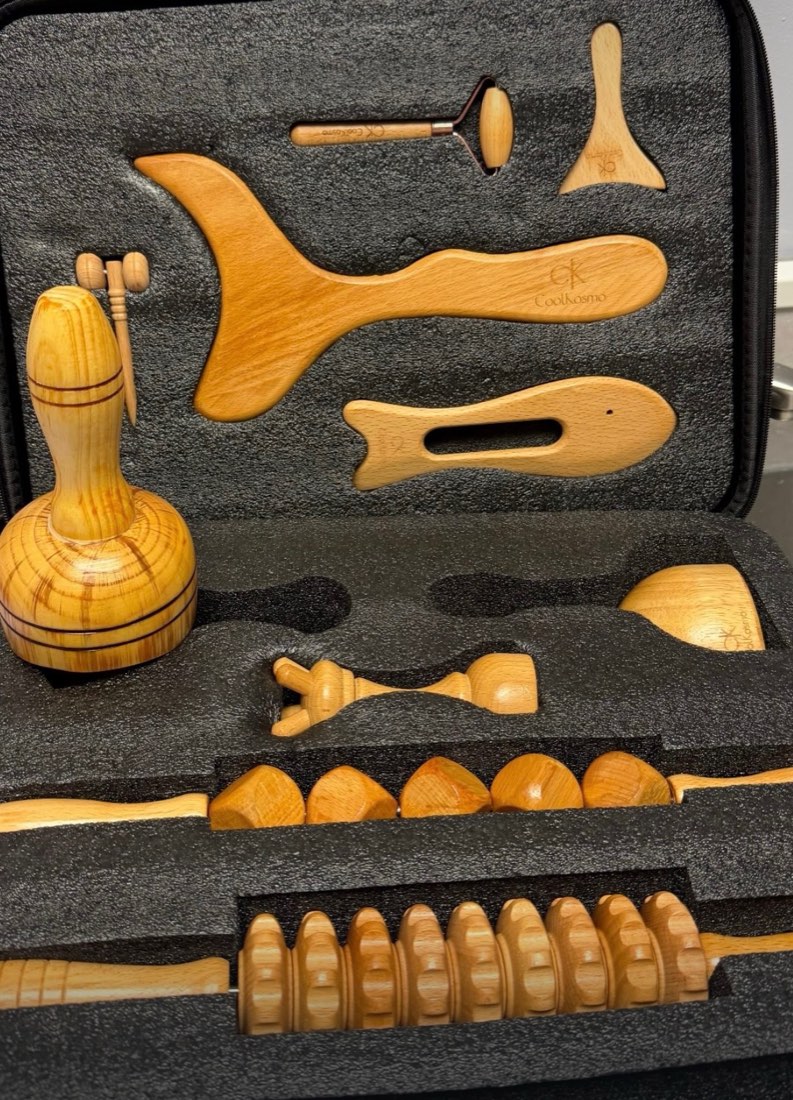 The hand carved wooden tools used in the Madera Contour Ritual